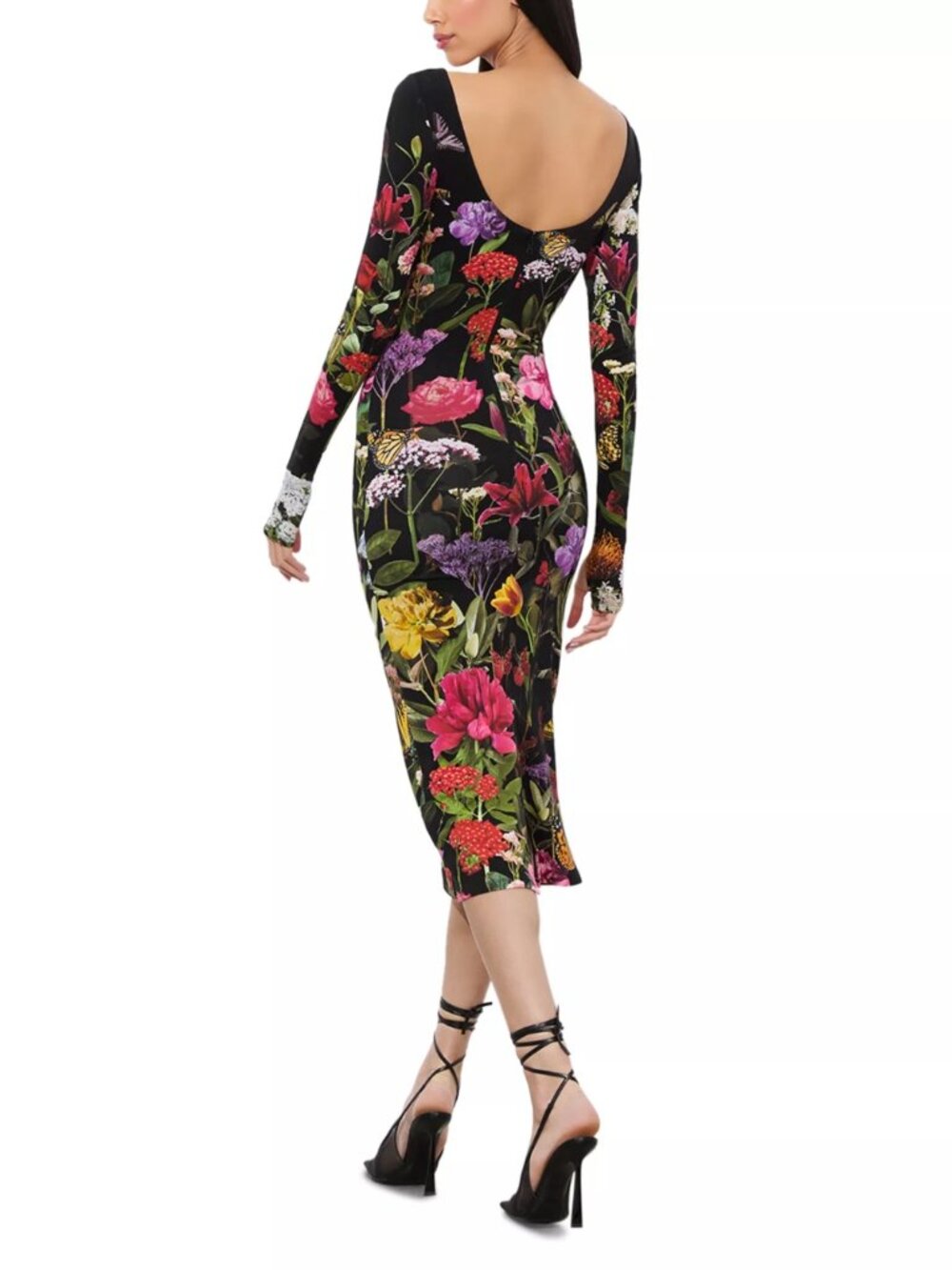 Alice + Olivia Delora Secret Garden Floral Midi Dress Size 10 - Picture 5 of 11